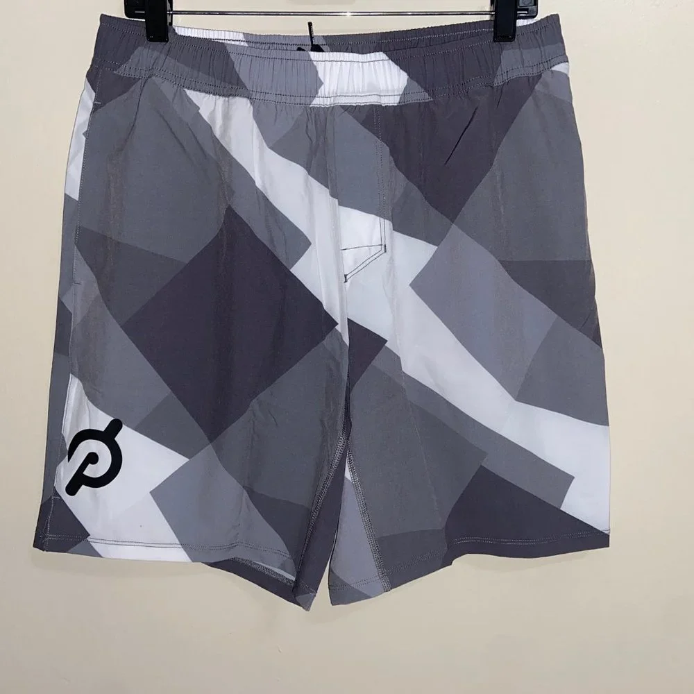 PELOTON 8" Training Shorts Lined United Turin Shorts Geometric $64 Mens L NEW